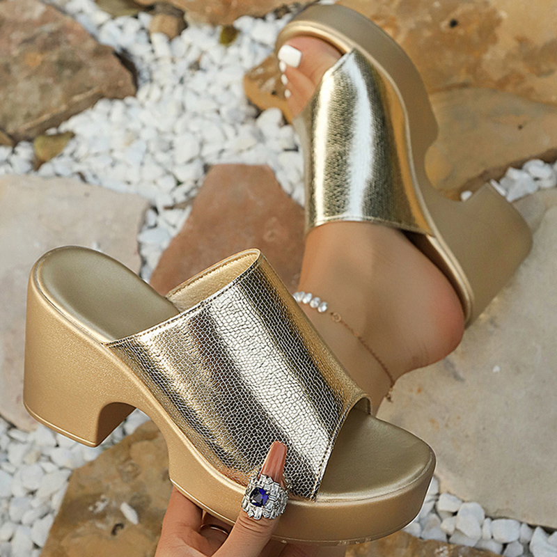 Women Fashion Trend 2026 - Fashion Gold Silver Chunky Platform Sandals