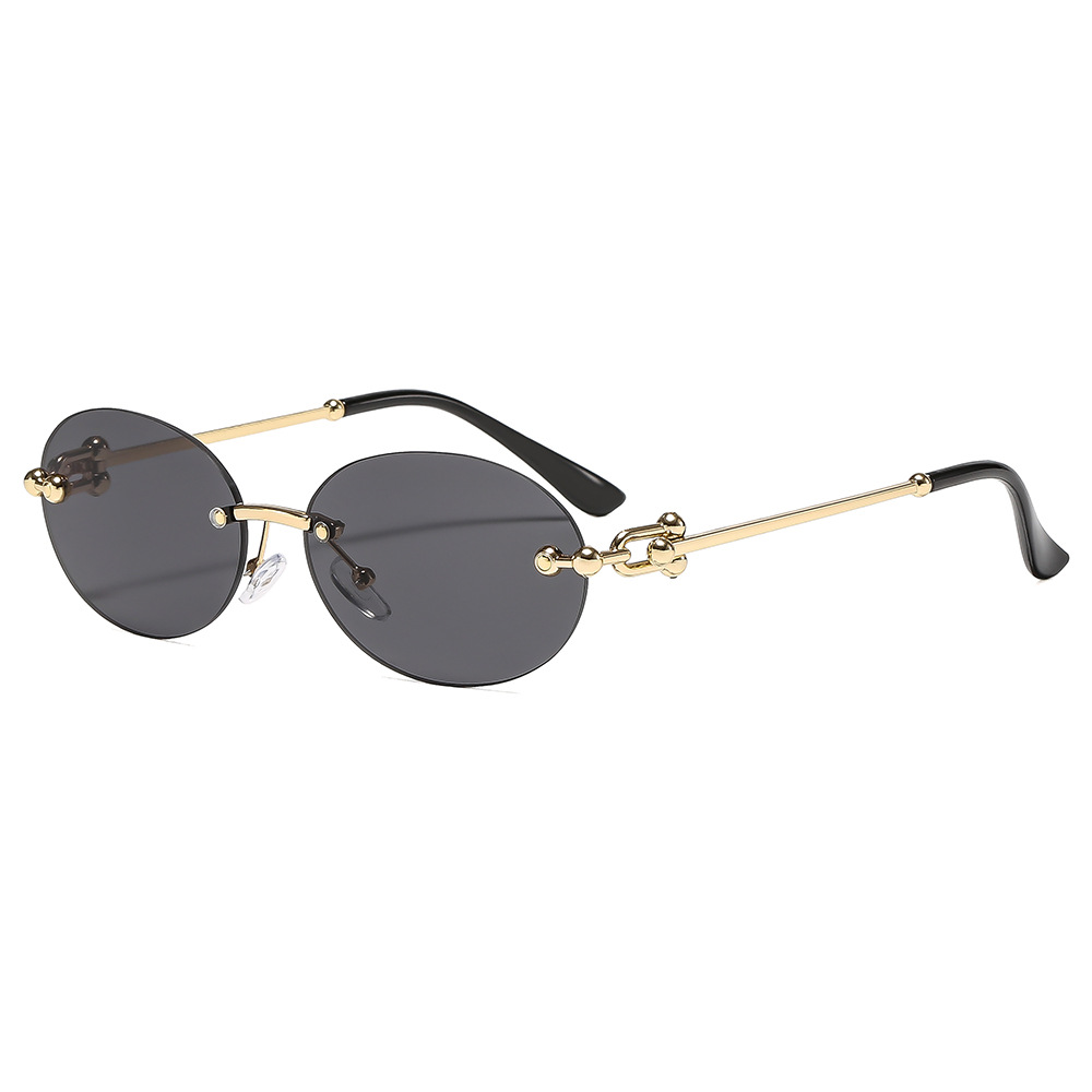 Women'S Fashion Eyewear - New Metal Frameless Oval Woman Sunglasses