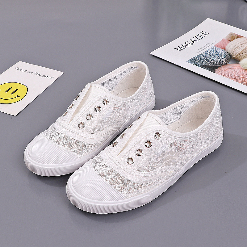Women'S Fashion Gym Shoes - Fashion Lace White Canvas Shoes Women