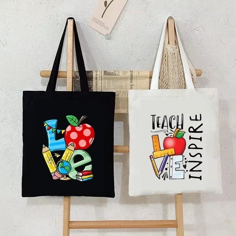 Canvas Tote Bag - Women Canvas Shoulder Bag Teach Love