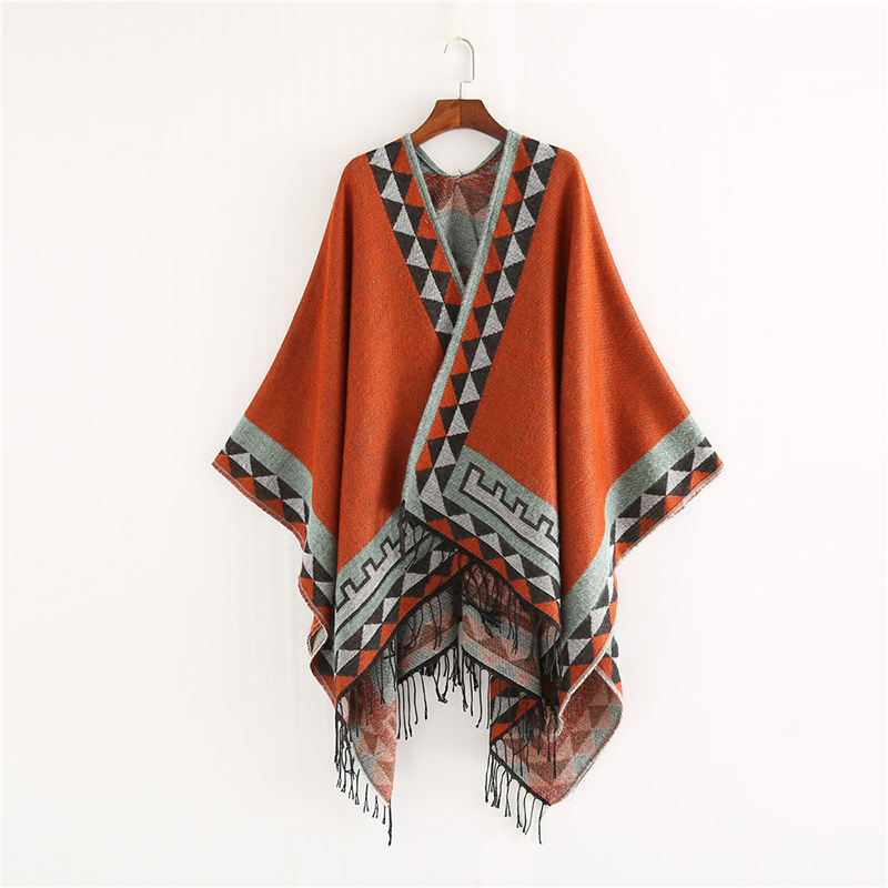 Women'S Fashion Poncho - Indian Style Fashion Geometric Tassel Pashmina