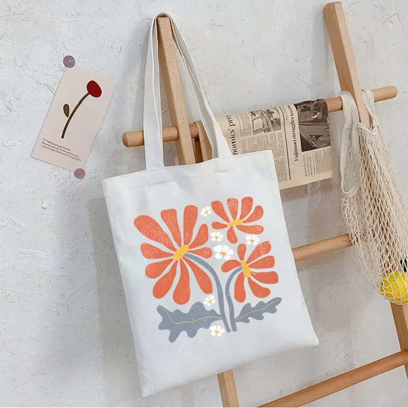 Canvas Tote Bag - Boho floral Women's Shopping Bag Graphic