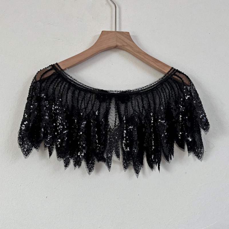 Women'S Fashion Poncho - Ladies Sequins Leaf Lace Flapper Shawl