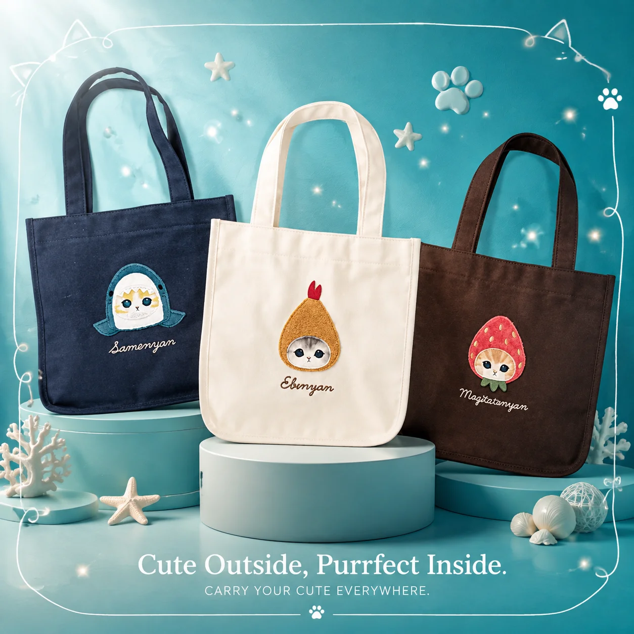 Canvas Tote Bag - Japanese Mofusand Same Style New Cute