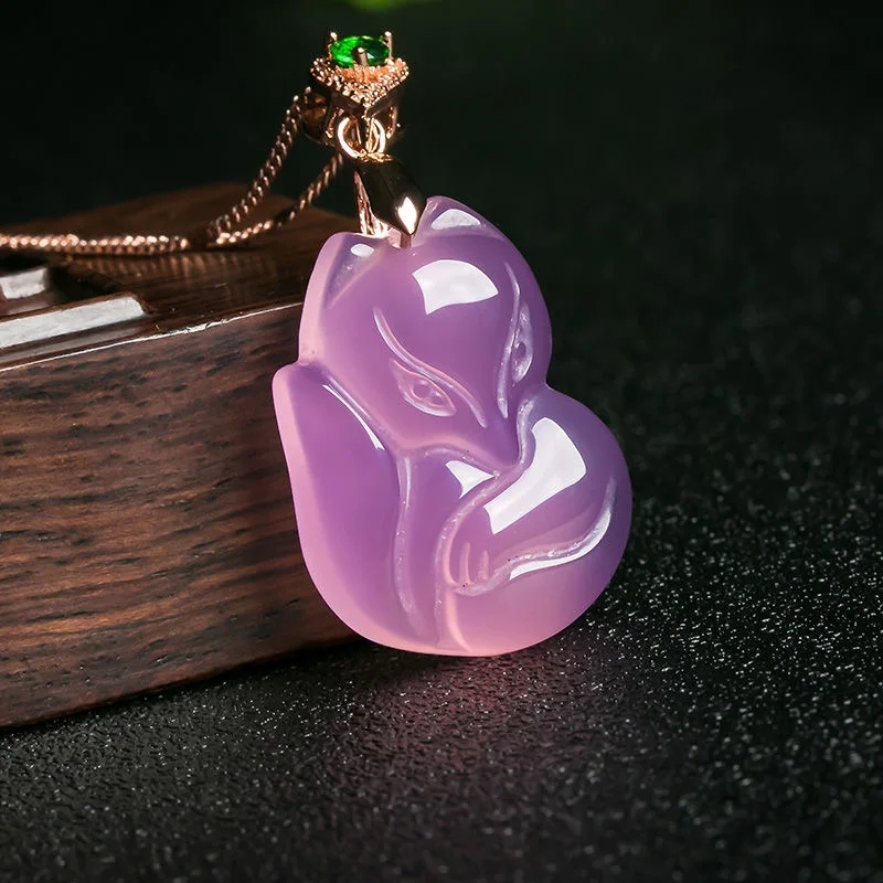 Natural Purple Agate Fox Penda - Women Fashion Jewellery review and price