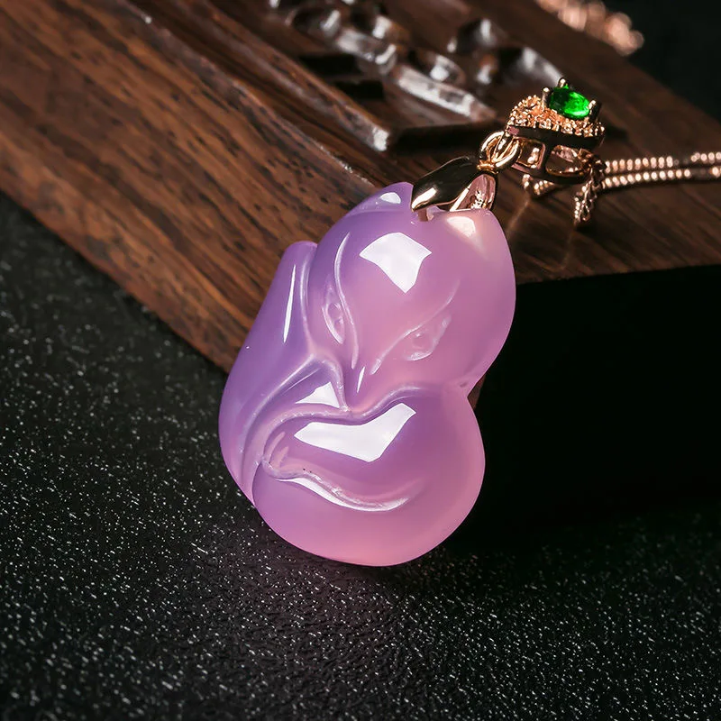 Natural Purple Agate Fox Penda - Women Fashion Jewellery review and price