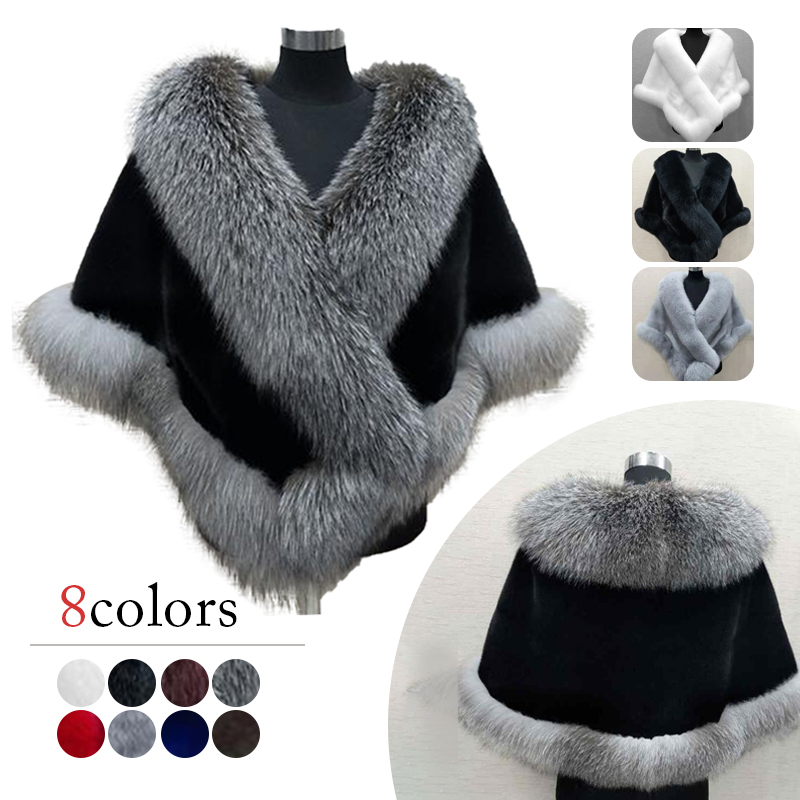 Women Winter Faux Mink Fox Fur - Women'S Fashion Poncho review and price