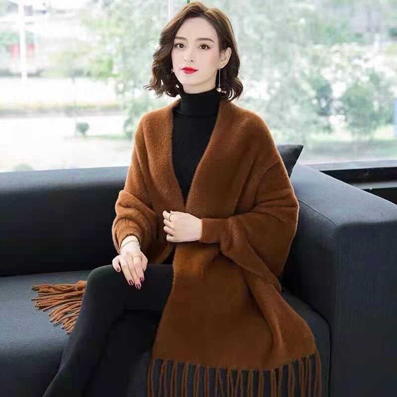 Winter Warm Long Knitted Faux  - Women'S Fashion Poncho review and price